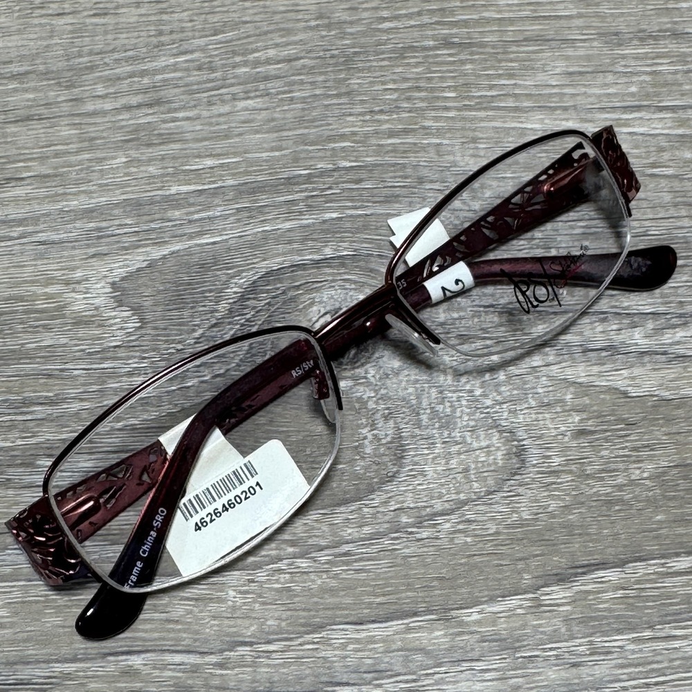 Roberto Stefani Burgundy Eyeglass Frame 51-17 Semi Rimless Floral RSS 12 COL‎ 30